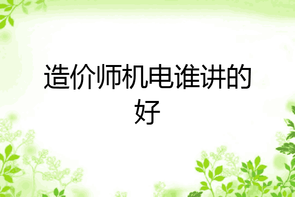 造价师机电谁讲的好