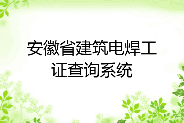 安徽省建筑电焊工证查询系统