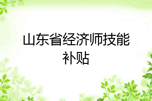山东省经济师技能补贴