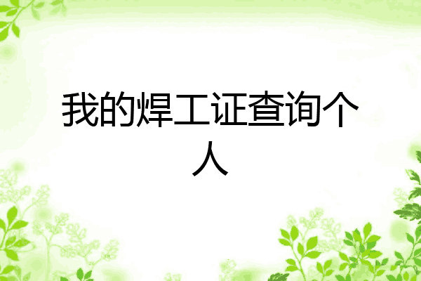 我的焊工证查询个人