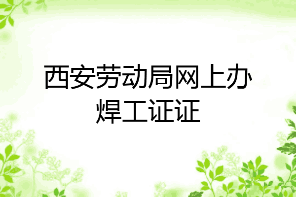 西安劳动局网上办焊工证证