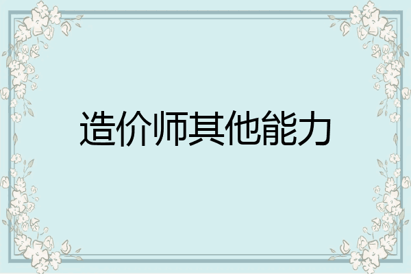 造价师其他能力