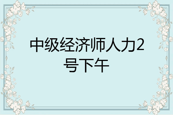 中级经济师人力2号下午