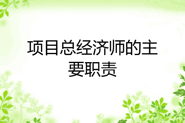 项目总经济师的主要职责