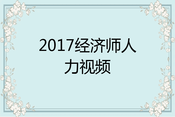 2017经济师人力视频