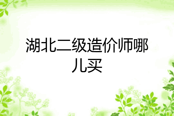 湖北二级造价师哪儿买