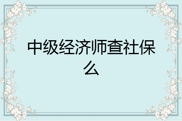 中级经济师查社保么
