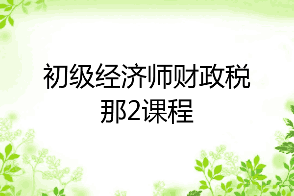 初级经济师财政税那2课程