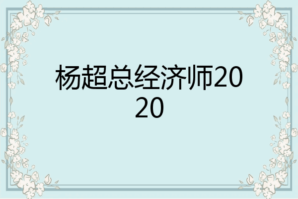 杨超总经济师2020