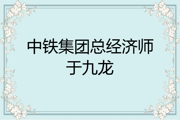 中铁集团总经济师于九龙