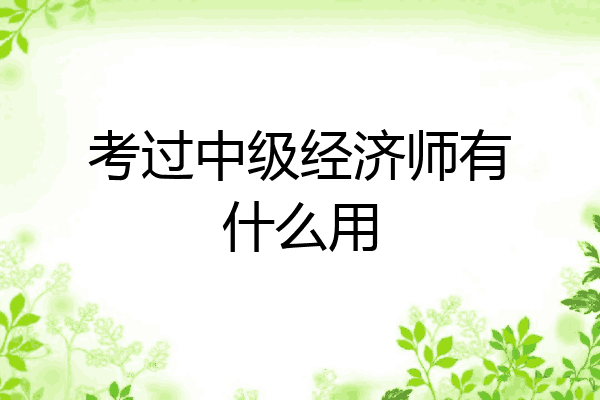 考过中级经济师有什么用