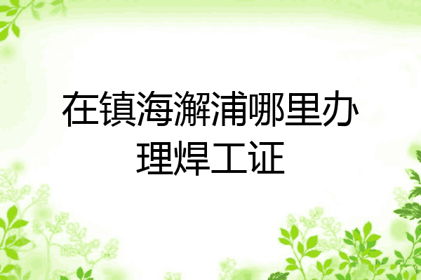 在镇海澥浦哪里办理焊工证