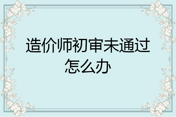 造价师初审未通过怎么办