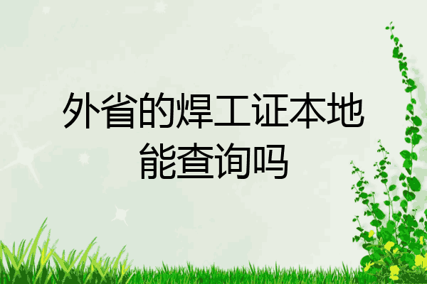外省的焊工证本地能查询吗