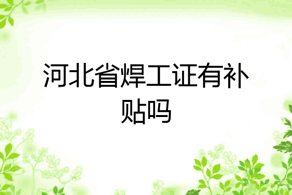 河北省焊工证有补贴吗