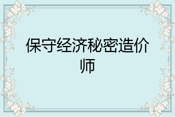保守经济秘密造价师