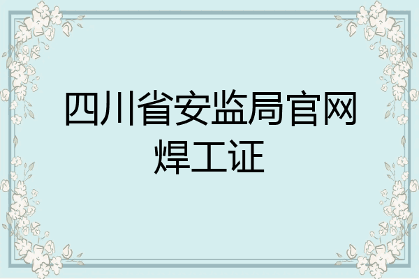 四川省安监局官网焊工证