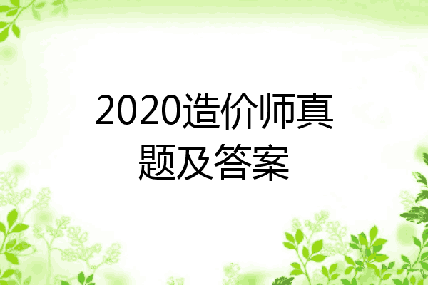 2020造价师真题及答案