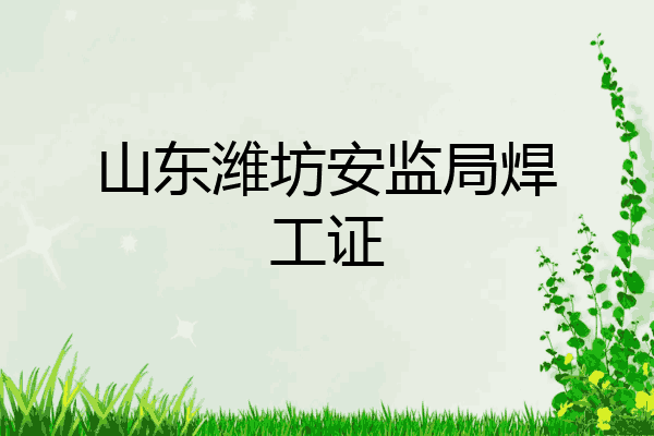 山东潍坊安监局焊工证