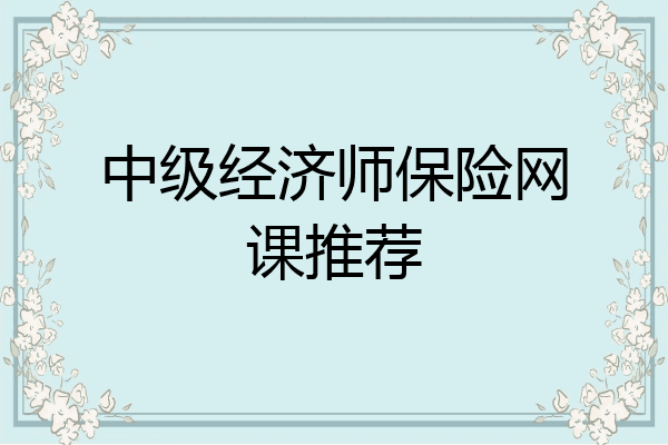 中级经济师保险网课推荐