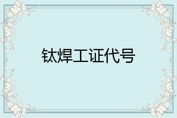 钛焊工证代号