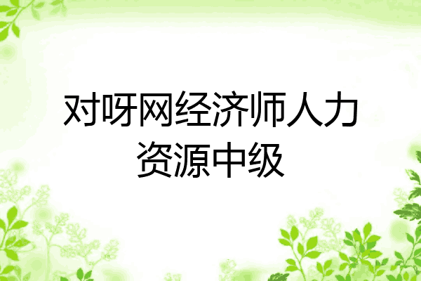对呀网经济师人力资源中级