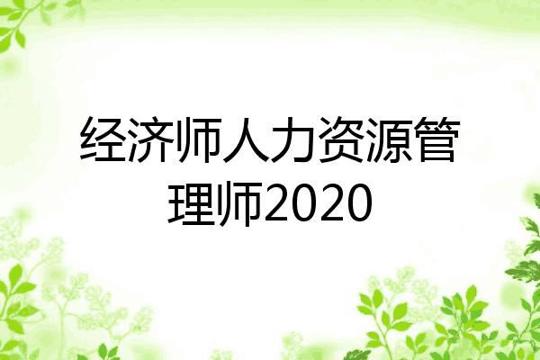 经济师人力资源管理师2020