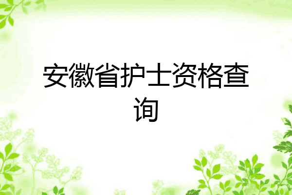安徽省护士资格查询