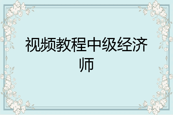 视频教程中级经济师