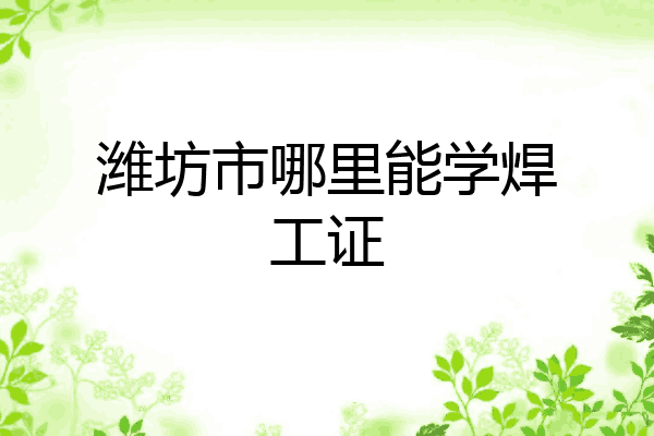 潍坊市哪里能学焊工证