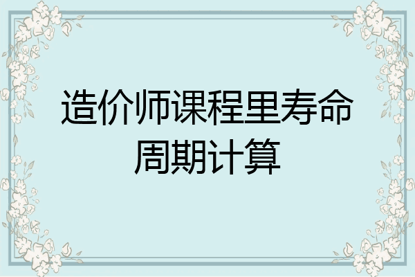 造价师课程里寿命周期计算
