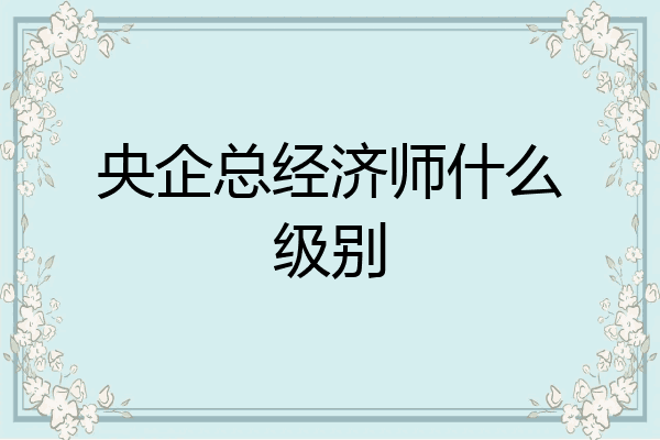 央企总经济师什么级别