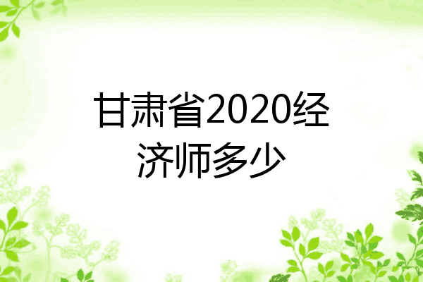 甘肃省2020经济师多少