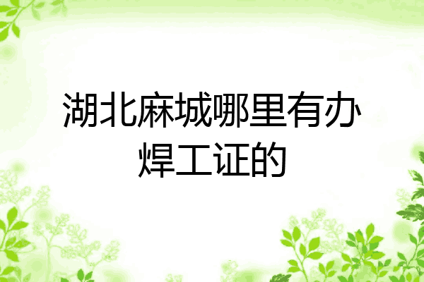 湖北麻城哪里有办焊工证的