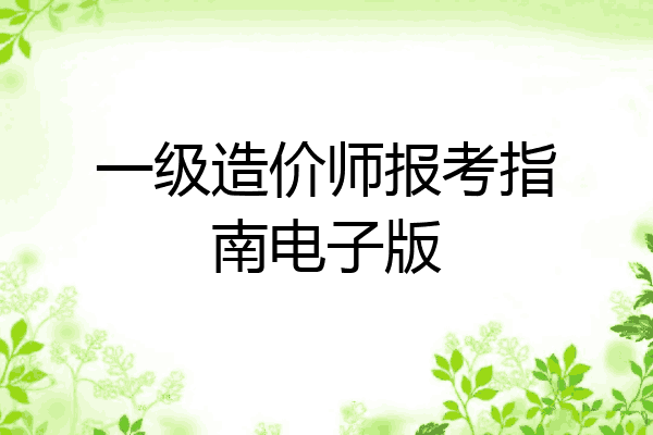 一级造价师报考指南电子版