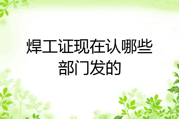 焊工证现在认哪些部门发的