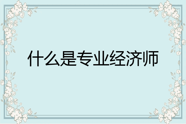 什么是专业经济师