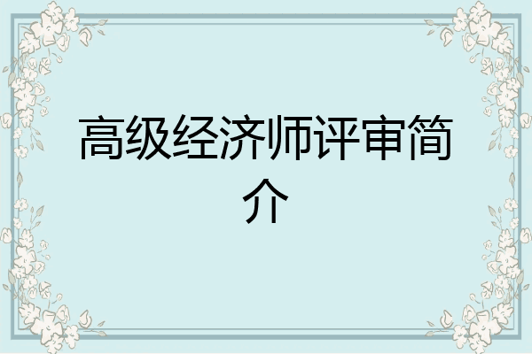 高级经济师评审简介