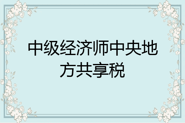中级经济师中央地方共享税