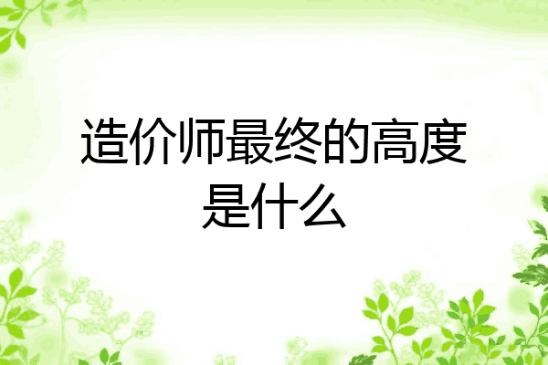 造价师最终的高度是什么