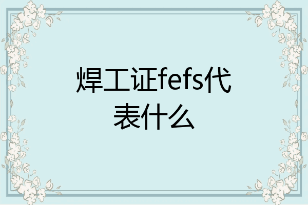 焊工证fefs代表什么