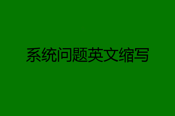 系统问题英文缩写