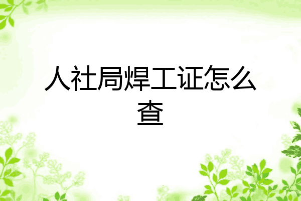 人社局焊工证怎么查