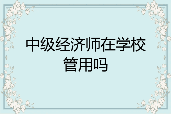 中级经济师在学校管用吗