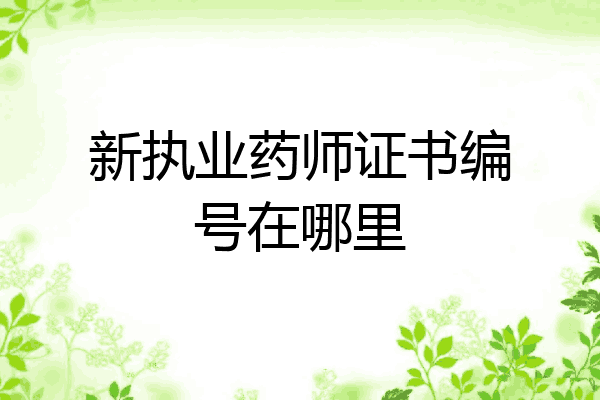 新执业药师证书编号在哪里