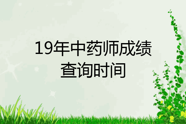 19年中药师成绩查询时间
