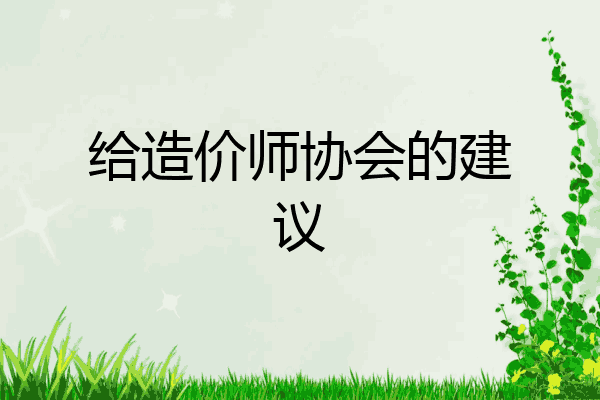 给造价师协会的建议