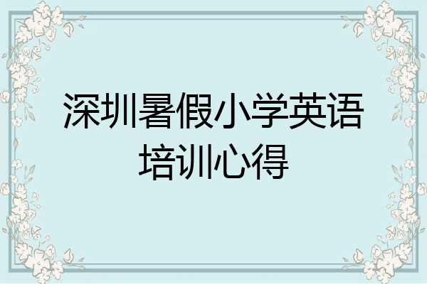 深圳暑假小学英语培训心得