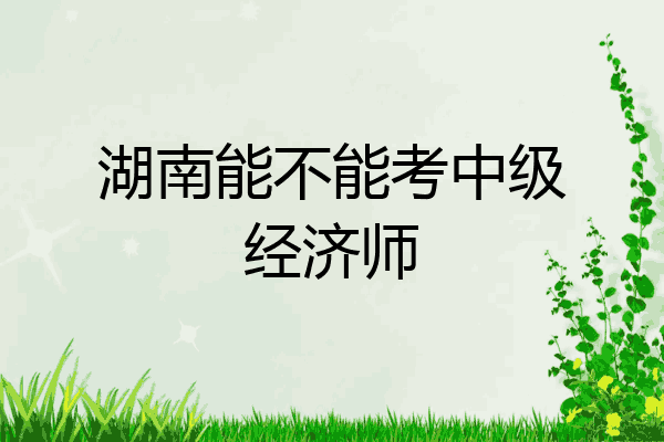 湖南能不能考中级经济师