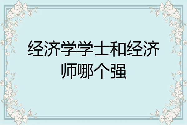 经济学学士和经济师哪个强